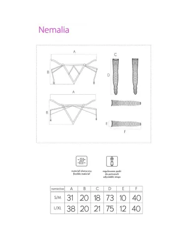 LIVCO CORSETTI FASHION - ENSEMBLE NEMALIA JARRETIÈRE + BAS + GANTS NOIR