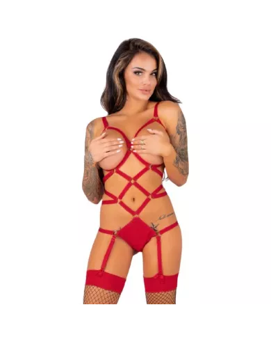 LIVCO CORSETTI FASHION - THIARA LC 20213 ENSEMBLE CORPS + BAS ROUGE L/XL