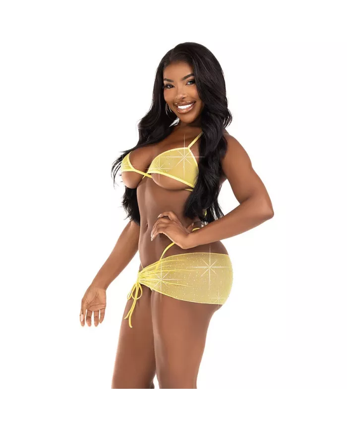 LEG AVENUE - ENSEMBLE TROIS PIÈCES DIAMANTS JAUNE M/L