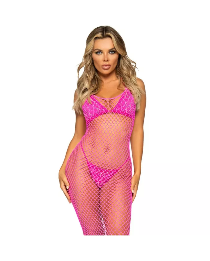 LEG AVENUE - ROBE LONGUE FILET FUCHSIA TAILLE UNIQUE