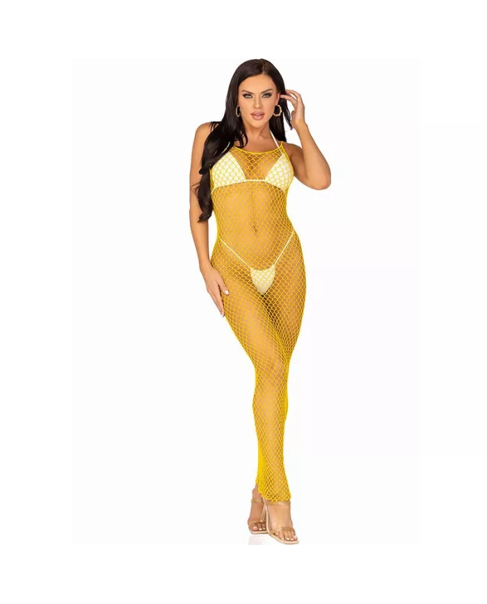 LEG AVENUE - ROBE LONGUE FILET JAUNE TAILLE UNIQUE