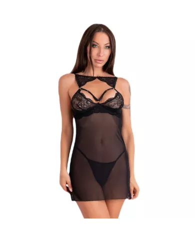 LIVCO CORSETTI FASHION - KROLINA LC 90734 CHEMISE + STRING NOIR S/M