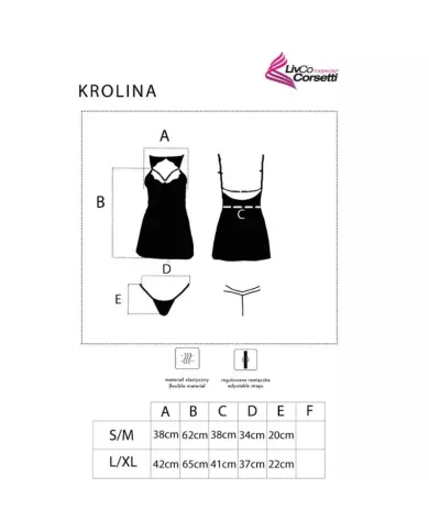 LIVCO CORSETTI FASHION - KROLINA LC 90734 CHEMISE + STRING NOIR S/M
