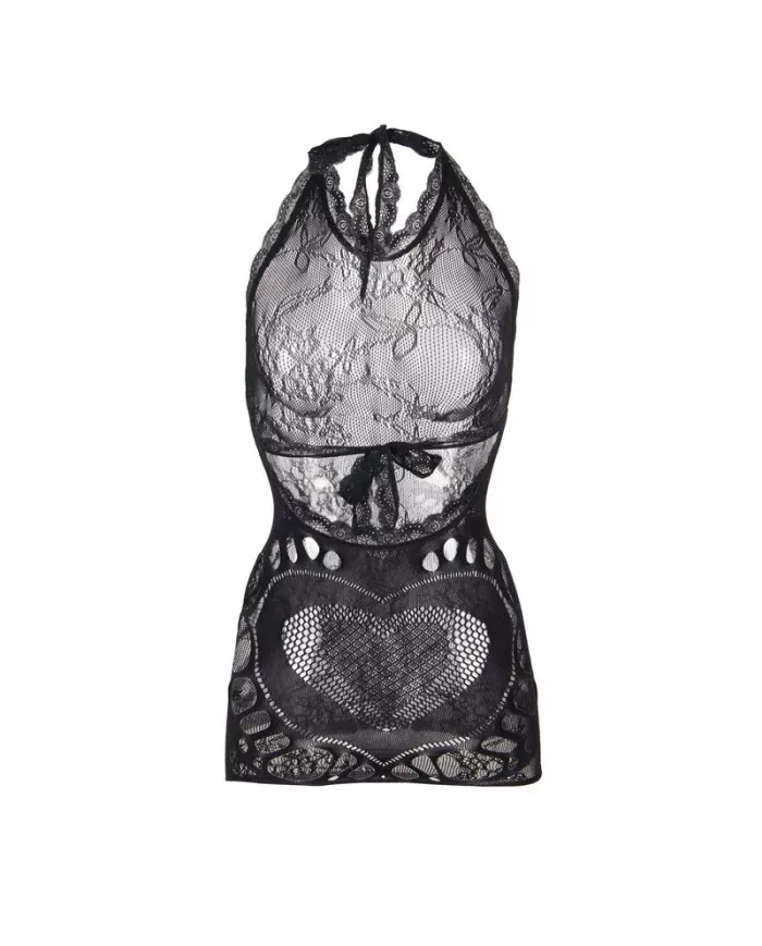 SUBBLIME - 952075 ROBE COURTE EN RÉSILLE AVEC DÉTAIL DOS ET COEUR NOIR TAILLE UNIQUE SUBBLIME - 952075 ROBE COURTE EN RÉSILLE AVEC DÉTAIL DOS ET COEUR NOIR TAILLE UNIQUE