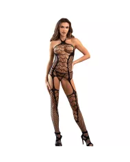 SUBBLIME - 952105 BODYSTOCKING EN RÉSILLE AVEC ENTREJAMBE OUVERTE ET COL LICOU NOIR TAILLE UNIQUE