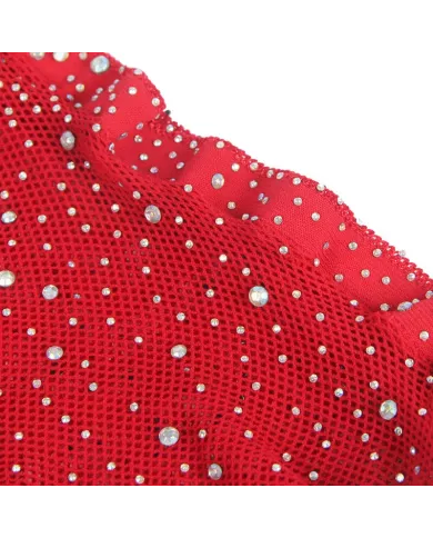 SUBBLIME - 952181 BODYSTOCKING RESILLE AVEC GANTS ET DIAMANTS ROUGE TAILLE UNIQUE SUBBLIME - 952181 BODYSTOCKING RESILLE AVEC GANTS ET DIAMANTS ROUGE TAILLE UNIQUE