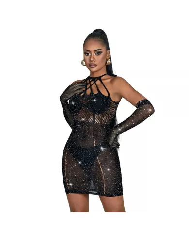 SUBBLIME - 952235 ROBE RÉSEILLE AVEC STRASS NOIR TAILLE UNIQUE