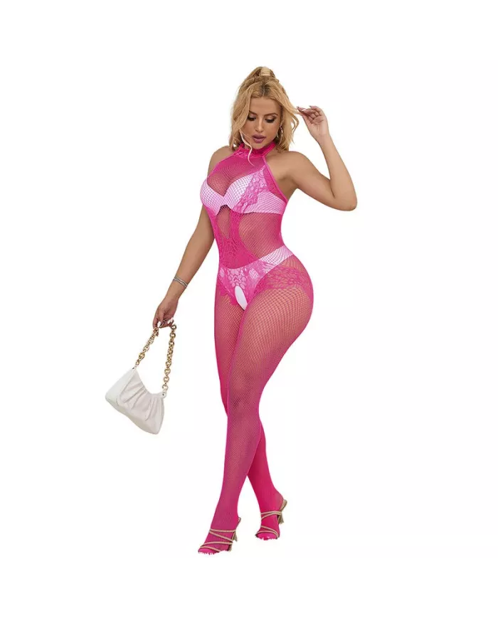 SUBBLIME - 952389 BODYSTOCKING RÉSILLE ET DENTELLE SANS FOURRURE AVEC COL MONTANT ROSE TAILLE UNIQUE SUBBLIME - 952389 BODYSTOCKING RÉSILLE ET DENTELLE SANS FOURRURE AVEC COL MONTANT ROSE TAILLE UNIQUE