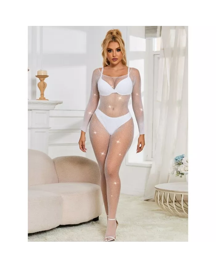 SUBBLIME - 952396 BODYSTOCKING RESILLE AVEC LOSANGES MANCHES LONGUES BLANC TAILLE UNIQUE SUBBLIME - 952396 BODYSTOCKING RESILLE AVEC LOSANGES MANCHES LONGUES BLANC TAILLE UNIQUE