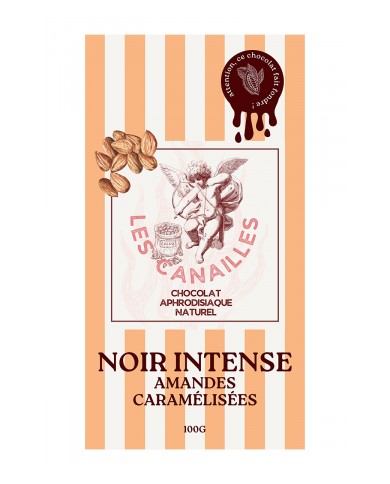 Chocolat noir amandes caramélisées - Tablette 100g - Les canailles