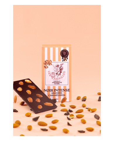 Chocolat noir amandes caramélisées - Tablette 100g - Les canailles