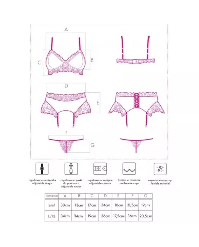 LIVCO CORSETTI FASHION - NAHIR LC 20214 SOUTIEN-GORGE + CULOTTE + PORTE-JARRETELLES L/XL