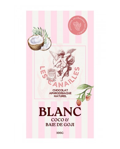 Chocolat blanc coco et baie de goji - Tablette 100g - Les canailles