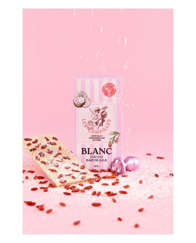 Chocolat blanc coco et baie de goji - Tablette 100g - Les canailles