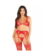 LEG AVENUE - SOUTIEN-GORGE + STRING + BAS ROUGE TAILLE UNIQUE LEG AVENUE - SOUTIEN-GORGE + STRING + BAS ROUGE TAILLE UNIQUE