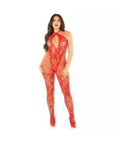 LEG AVENUE - BODYSTOCKING EN MAILLE IMPRIMÉ FLEURI ROUGE TAILLE UNIQUE LEG AVENUE - BODYSTOCKING EN MAILLE IMPRIMÉ FLEURI ROUGE TAILLE UNIQUE