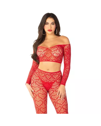LEG AVENUE - CROP TOP + BAS ROUGE TAILLE UNIQUE