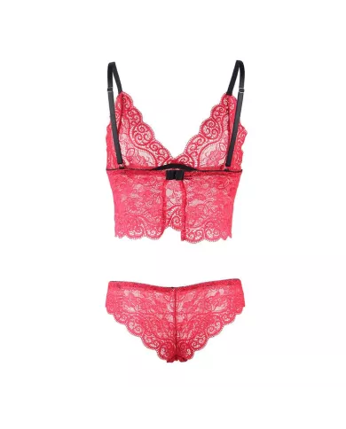 SUBBLIME - 953898 CHEMISIER DE NUIT EN SOIE ET DENTELLE + CULOTTE ROUGE S/M