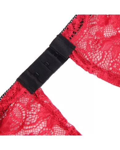 SUBBLIME - 953898 CHEMISIER DE NUIT EN SOIE ET DENTELLE + CULOTTE ROUGE S/M