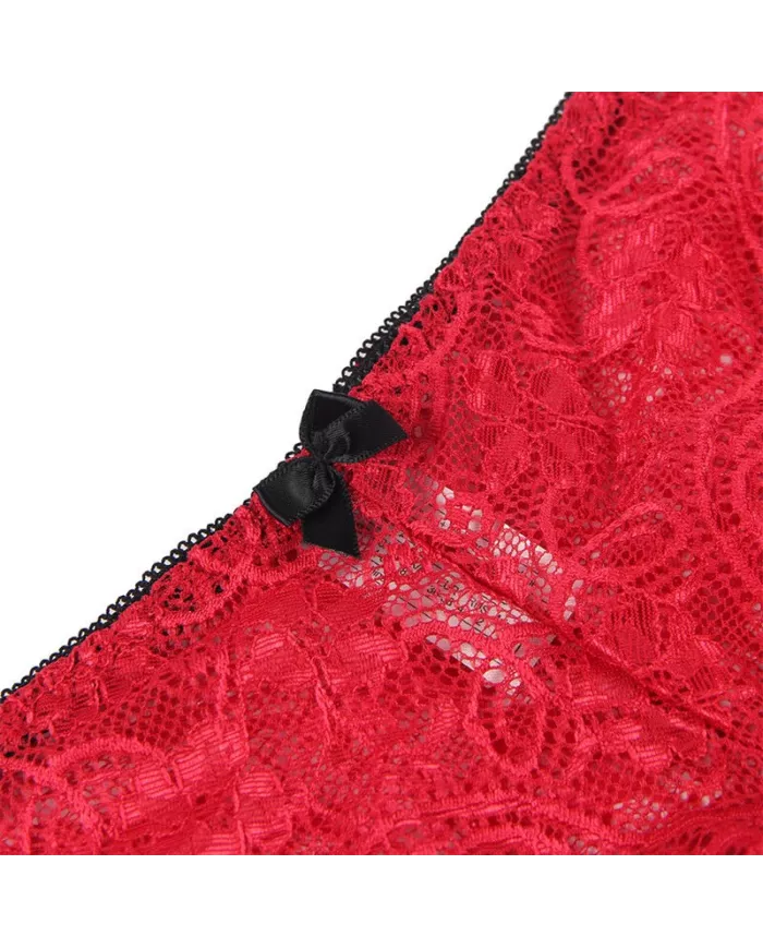 SUBBLIME - 953904 CHEMISIER DE NUIT EN SOIE ET DENTELLE + CULOTTE ROUGE L/XL SUBBLIME - 953904 CHEMISIER DE NUIT EN SOIE ET DENTELLE + CULOTTE ROUGE L/XL