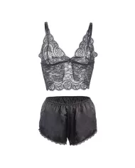 SUBBLIME - 953911 CHEMISIER DE NUIT EN SOIE ET DENTELLE + CULOTTE NOIRE S/M SUBBLIME - 953911 CHEMISIER DE NUIT EN SOIE ET DENTELLE + CULOTTE NOIRE S/M