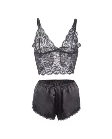 SUBBLIME - 953928 CHEMISIER DE NUIT EN SOIE ET DENTELLE + CULOTTE NOIRE L/XL