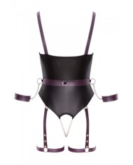 Body à jarretelles ouvert avec menottes - Cottelli Bondage