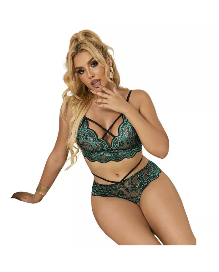 SUBBLIME - 954086 SOUTIEN-GORGE + CULOTTE DENTELLE VERT S/M SUBBLIME - 954086 SOUTIEN-GORGE + CULOTTE DENTELLE VERT S/M