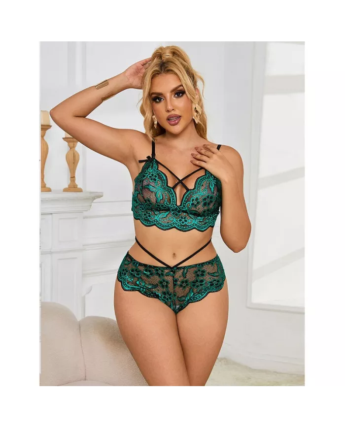 SUBBLIME - 954086 SOUTIEN-GORGE + CULOTTE DENTELLE VERT S/M SUBBLIME - 954086 SOUTIEN-GORGE + CULOTTE DENTELLE VERT S/M