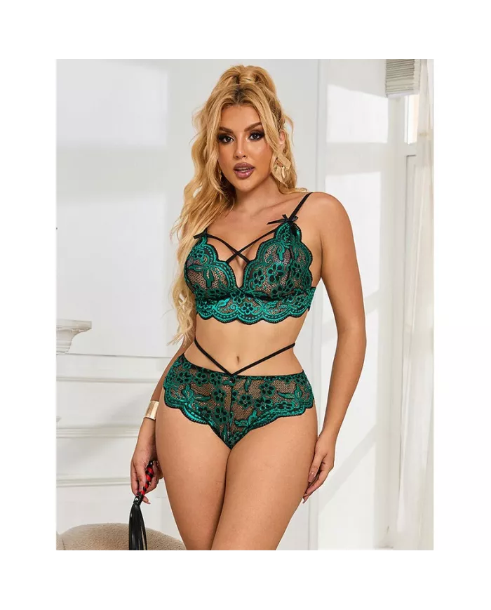 SUBBLIME - 954086 SOUTIEN-GORGE + CULOTTE DENTELLE VERT S/M SUBBLIME - 954086 SOUTIEN-GORGE + CULOTTE DENTELLE VERT S/M
