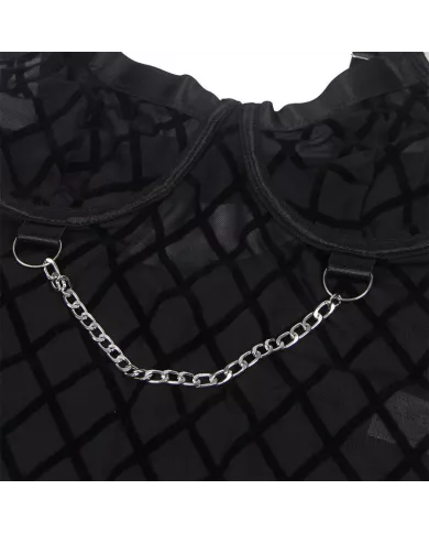 SUBBLIME - 954260 BODY AVEC CHAÎNES + PORTE-JARRETELLES NOIR S/M