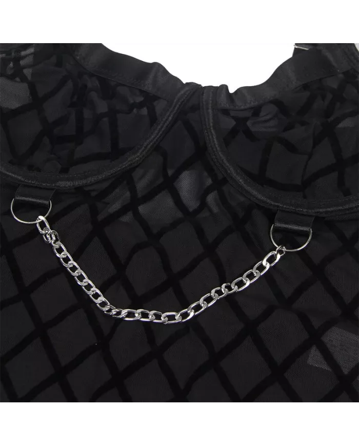 SUBBLIME - 9542277 BODY AVEC CHAÎNES + PORTE-JARRETELLES NOIR L/XL