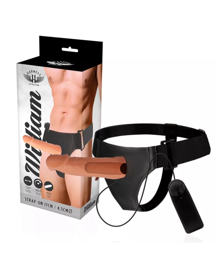 HARNESS ATTRACTION - WILLIAN HOLLOW RNES AVEC VIBRATEUR 17 CM -O- 4.5 CM