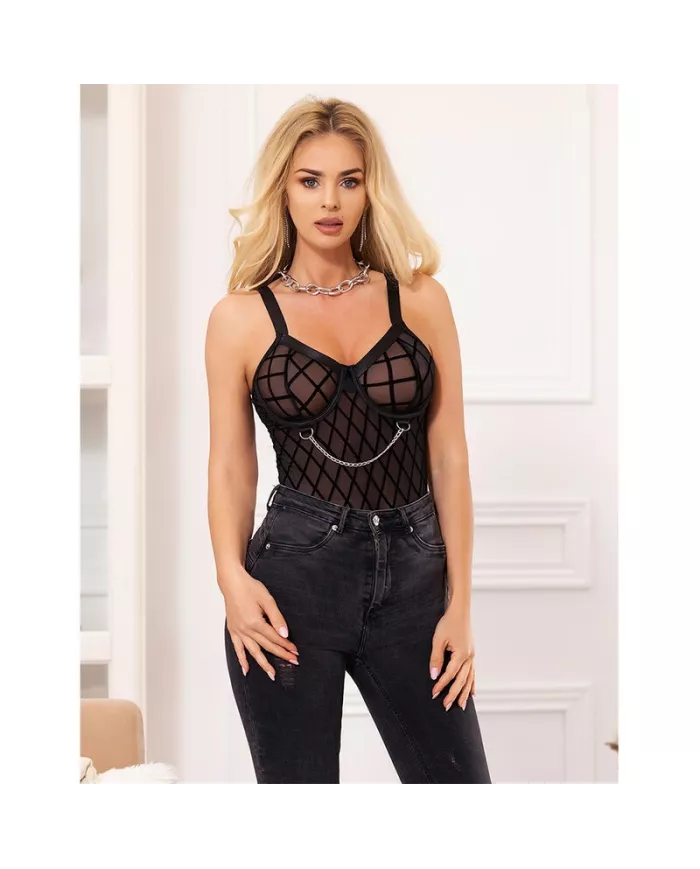 SUBBLIME - 9542277 BODY AVEC CHAÎNES + PORTE-JARRETELLES NOIR L/XL