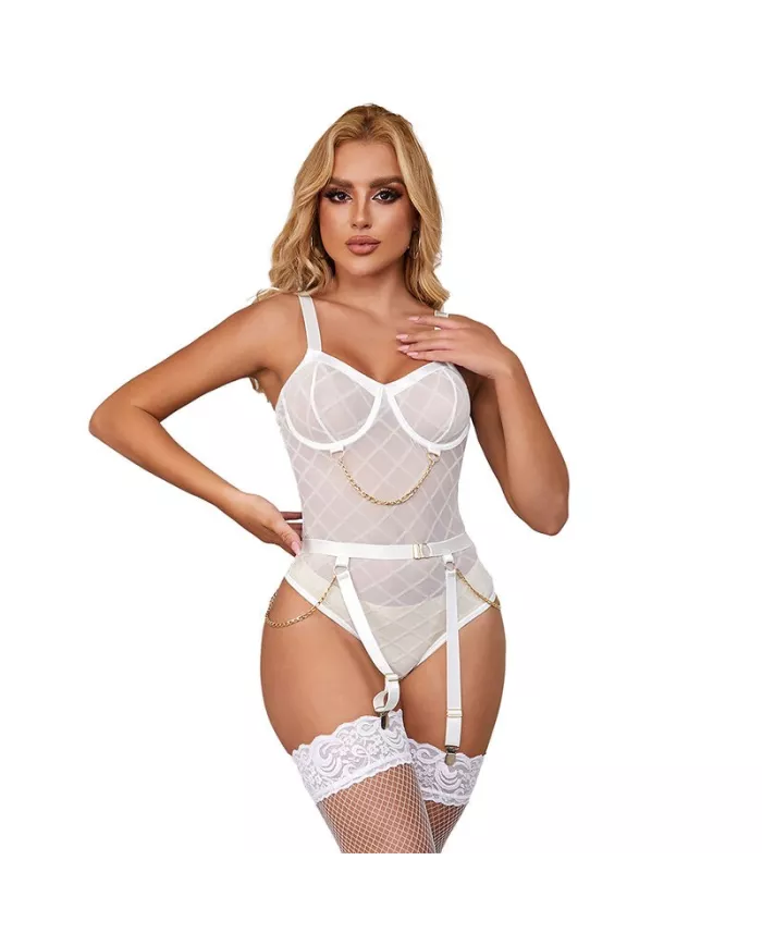 SUBBLIME - 954291 BODY AVEC CHAÎNES + PORTE-JARRETELLES BLANC L/XL SUBBLIME - 954291 BODY AVEC CHAÎNES + PORTE-JARRETELLES BLANC L/XL