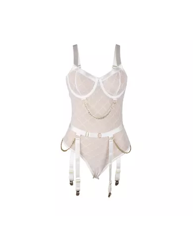 SUBBLIME - 954291 BODY AVEC CHAÎNES + PORTE-JARRETELLES BLANC L/XL