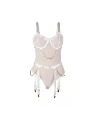 SUBBLIME - 954291 BODY AVEC CHAÎNES + PORTE-JARRETELLES BLANC L/XL SUBBLIME - 954291 BODY AVEC CHAÎNES + PORTE-JARRETELLES BLANC L/XL