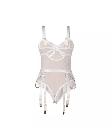 SUBBLIME - 954291 BODY AVEC CHAÎNES + PORTE-JARRETELLES BLANC L/XL