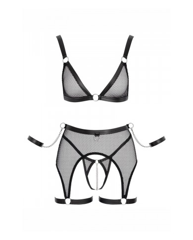 Ensemble Fetish noir en dentelle - Cotelli Bondage