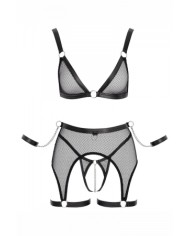 Ensemble Fetish noir en dentelle - Cotelli Bondage
