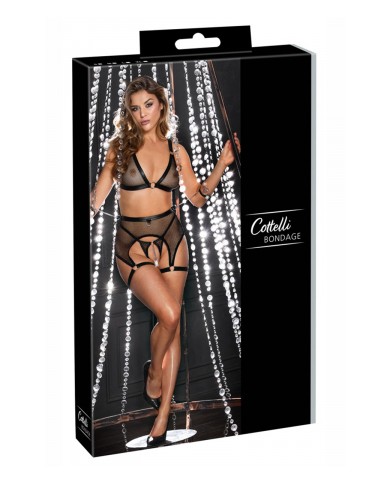 Ensemble Fetish noir en dentelle - Cotelli Bondage