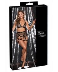 Ensemble Fetish noir en dentelle - Cotelli Bondage