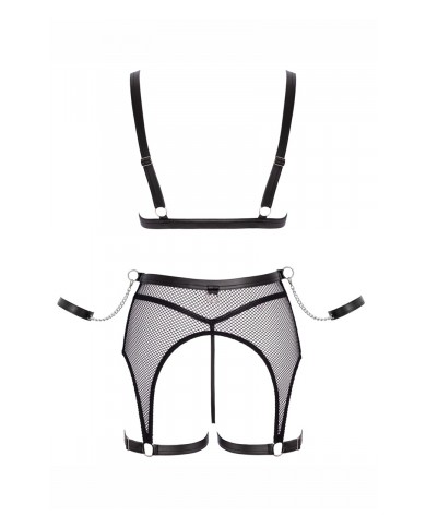 Ensemble Fetish noir en dentelle - Cotelli Bondage