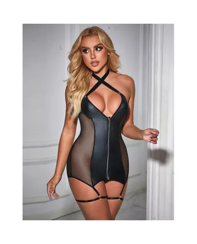 SUBBLIME - 954444 ROBE SEXY EN MAILLE CUIR NOIR S/M