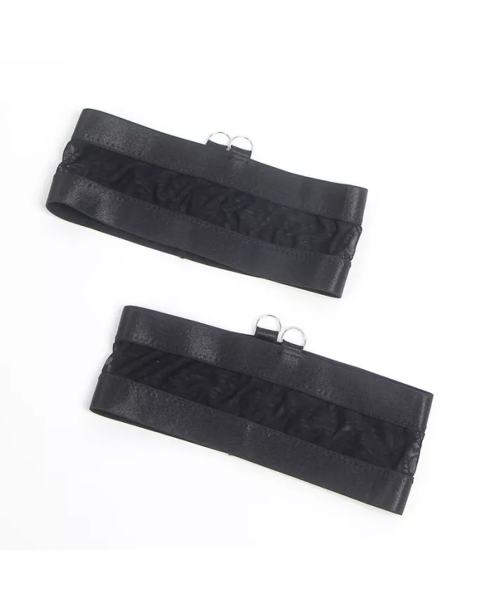 SUBBLIME - 955243 ENSEMBLE SOUTIEN-GORGE BONDAGE NOIR AVEC JARRETELLE L/XL