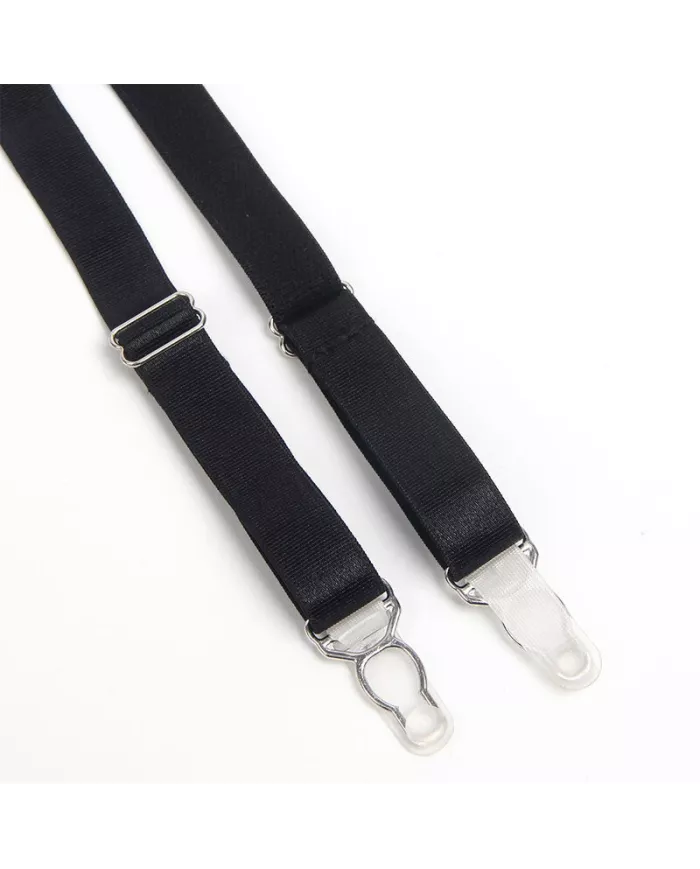 SUBBLIME - 955243 ENSEMBLE SOUTIEN-GORGE BONDAGE NOIR AVEC JARRETELLE L/XL