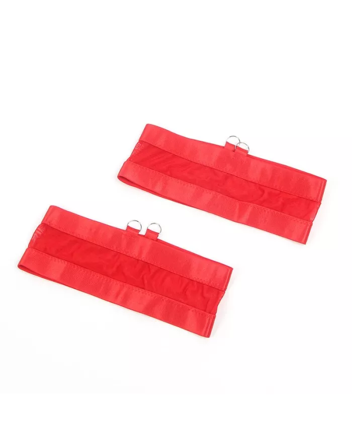 SUBBLIME - 955267 ENSEMBLE SOUTIEN-GORGE BONDAGE ROUGE AVEC JARRETELLE L/XL