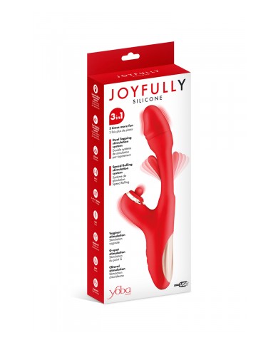 Vibromasseur rabbit 3-en-1 Joyfully rouge - Yoba