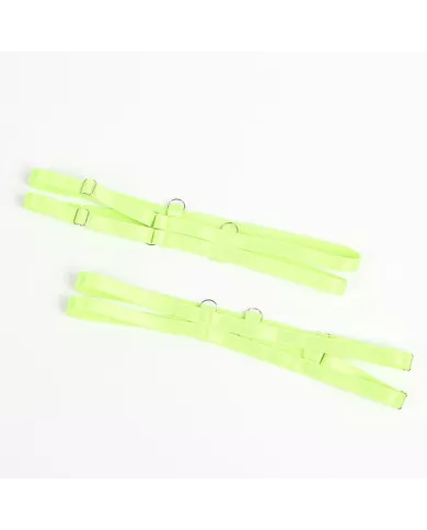 SUBBLIME - 955311 ENSEMBLE SOUTIEN-GORGE AVEC LIGNES DENTELLE ET JARRETELLE VERT ET BLEU S/M