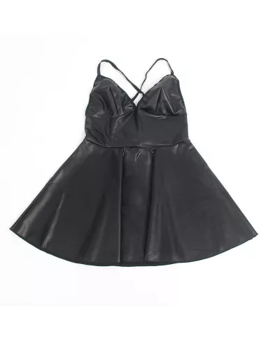 SUBBLIME - 955380 ROBE À BRETELLES EN CUIR NOIR L/XL